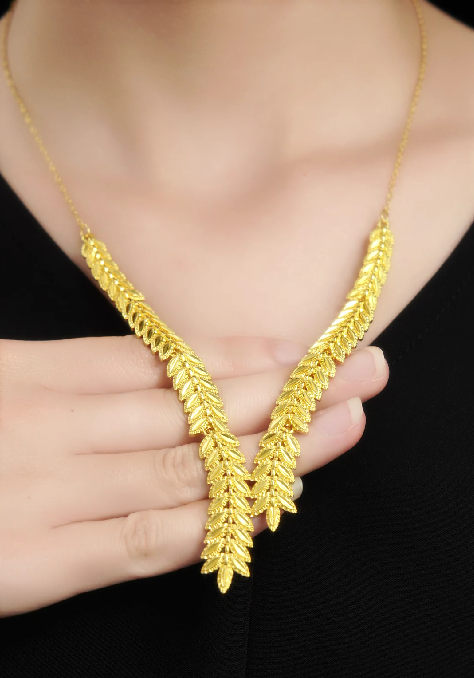 18K Gold-Plated Alloy Bridal Wheat-Ear Necklace
