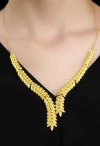 18K Gold-Plated Alloy Bridal Wheat-Ear Necklace
