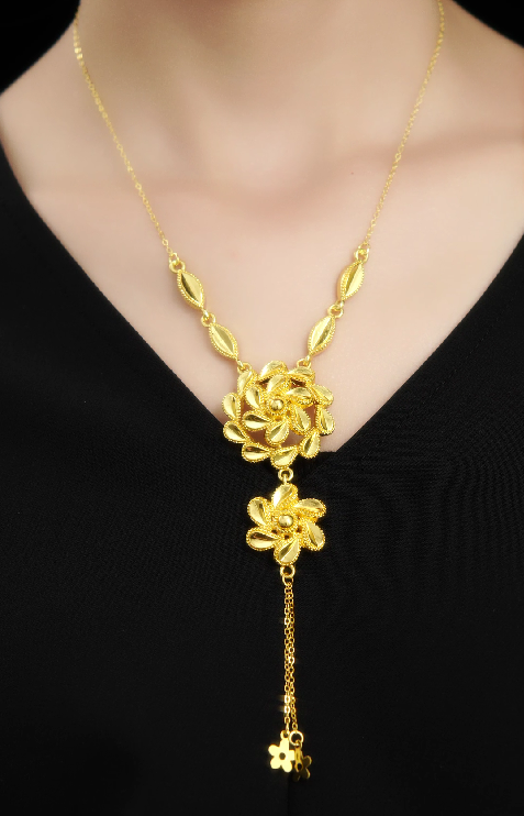 18K Gold-Plated Alloy Rose Necklace