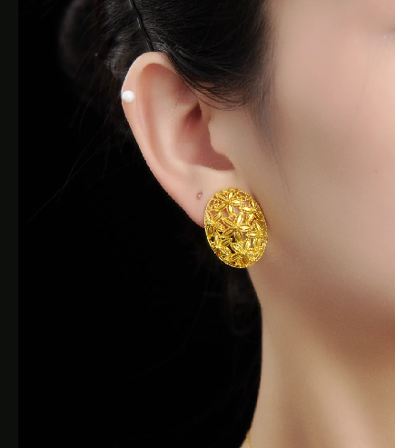 18K Gold-Plated Alloy Bridal Eternity Series 2-Piece Jewelry Set (Necklace + Earrings)