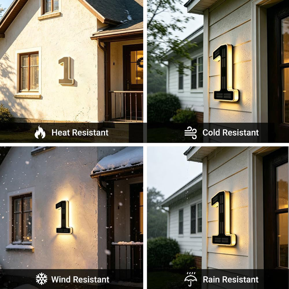 Solarbetriebenes Hausnummernschild – wasserdichte Weihnachtsdekoration für den Außenbereich