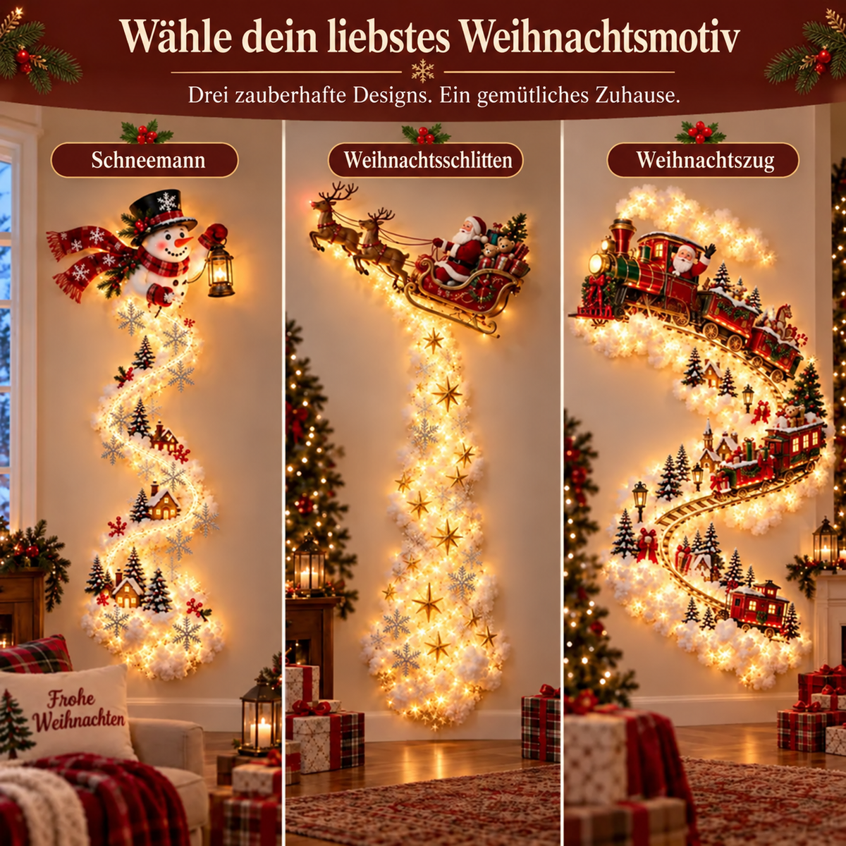 🎄✨ Wandleuchte „Weihnachtszauber-Pfad“ – Ein wenig Weihnachtszauber, direkt an deiner Wand